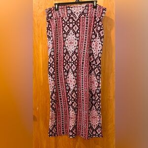 Bohemian Print Maxi Skirt - Red and Black